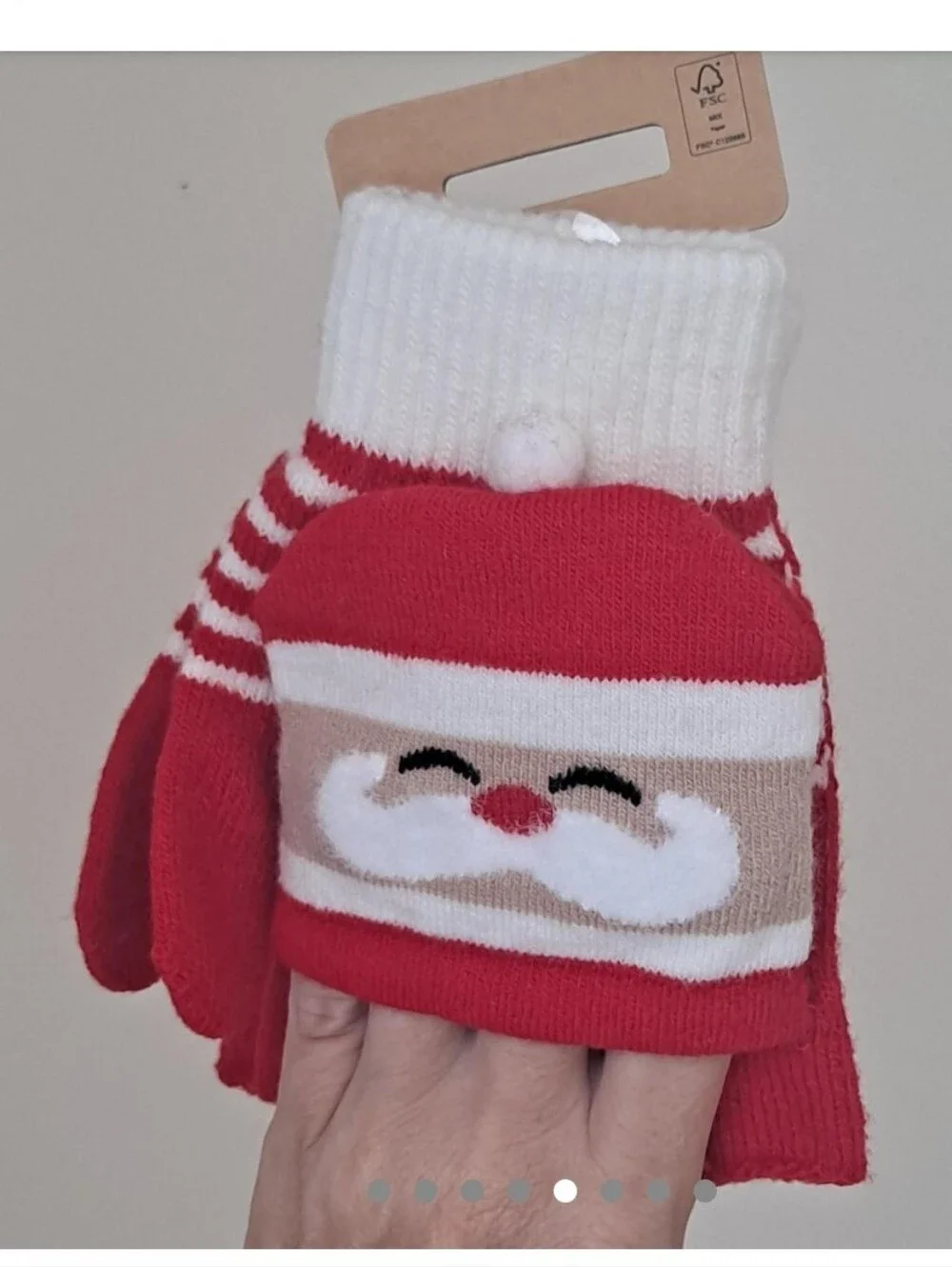 I AM Fingerless Santa Gloves Christmas Gloves Red White Striped Brand New
